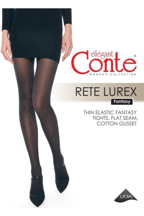 Колготки жіночі Conte Fantasy Rete Lurex сяючі з імітацією дрібної сітки