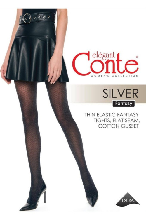 Колготки жіночі Conte Fantasy Silver із сяючим ажурним малюнком
