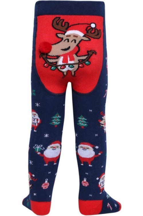 Колготки дитячі Conte-kids новорічні 19С-98/1СП (553) із помпоном «Holiday»